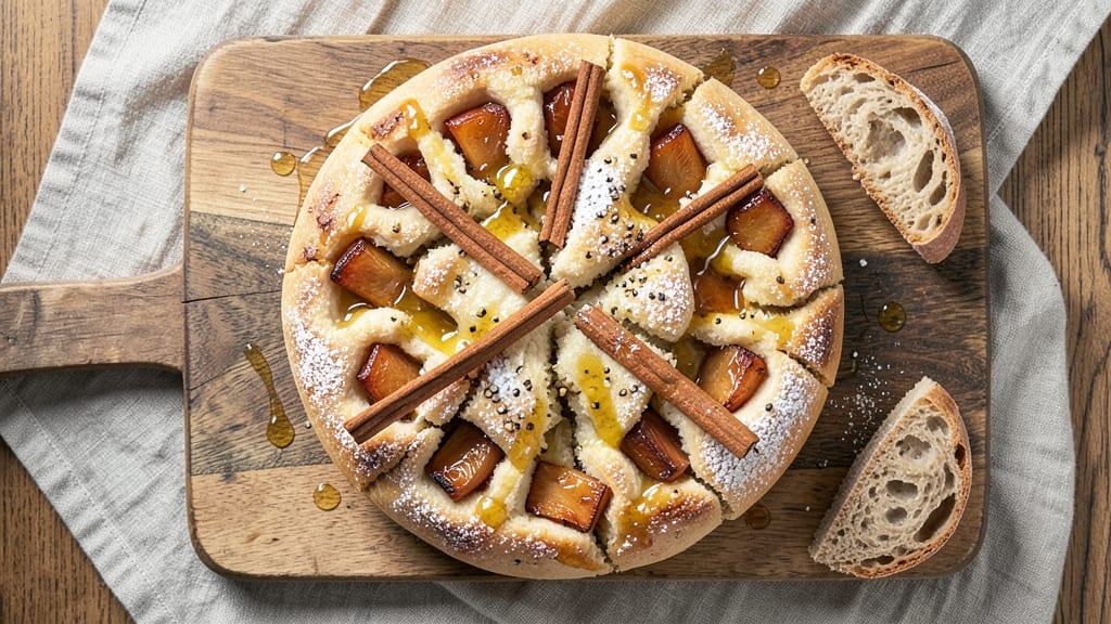 Apple Cinnamon Focaccia Bread Recipe: Spiced Fruit Swirls in Crusty Crunch