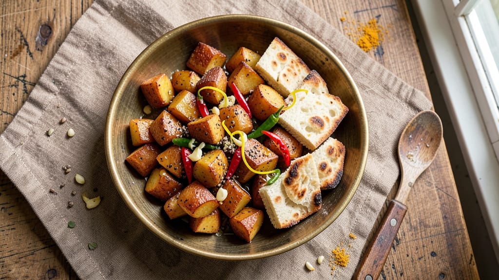 Aloo and Bread Recipe: Spiced Potato and Flatbread Feast in One Pan