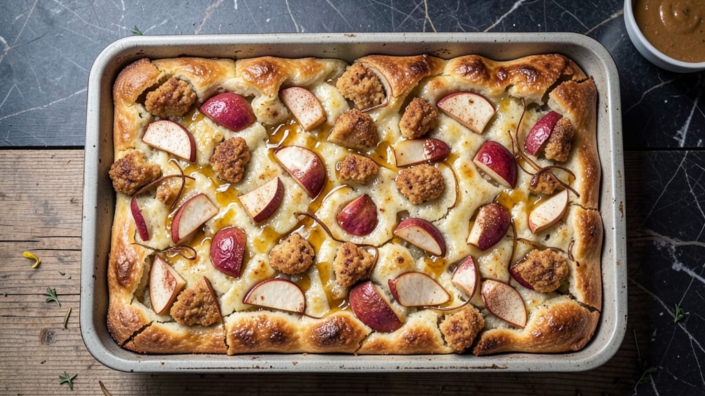 Apple Fritter Focaccia Bread Recipe: Caramelized Apple Bites in Flaky Crust